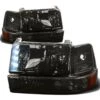 92-96 Ford Bronco / F150 F250 LED DRL Headlights + Bumper + Corner - Smoked Amber