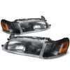93-97 Toyota Corolla OE-Style Replacement Headlights - Black / Amber