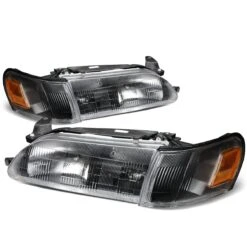 93-97 Toyota Corolla OE-Style Replacement Headlights - Black / Amber