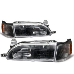93-97 Toyota Corolla OE-Style Replacement Headlights - Black / Amber -High-Efficiency Car Light Store 93 97 toyota corolla oe style replacement headlights black amber 91