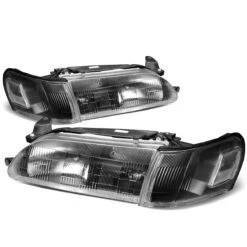 93-97 Toyota Corolla OE-Style Replacement Headlights - Black / Clear