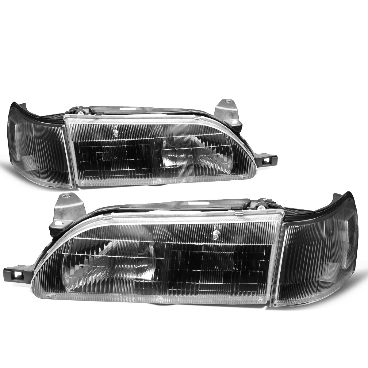 93-97 Toyota Corolla OE-Style Replacement Headlights - Black / Clear 3 93-97 Toyota Corolla OE-Style Replacement Headlights - Black / Clear - Image 3