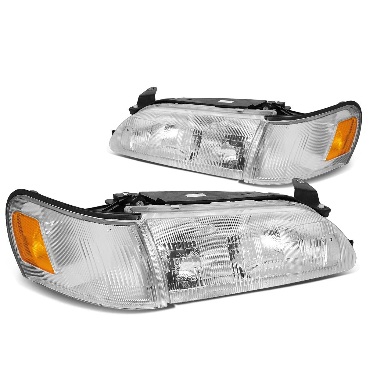 93-97 Toyota Corolla OE-Style Replacement Headlights - Chrome / Amber 2 93-97 Toyota Corolla OE-Style Replacement Headlights - Chrome / Amber - Image 2