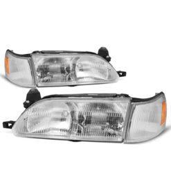93-97 Toyota Corolla OE-Style Replacement Headlights - Chrome / Amber 9 93-97 Toyota Corolla OE-Style Replacement Headlights - Chrome / Amber -High-Efficiency Car Light Store 93 97 toyota corolla oe style replacement headlights chrome amber 96