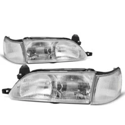 93-97 Toyota Corolla OE-Style Replacement Headlights - Chrome / Clear -High-Efficiency Car Light Store 93 97 toyota corolla oe style replacement headlights chrome clear 95