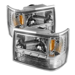 93-98 Jeep Grand Cherokee 1-Piece Crystal Headlights - Chrome