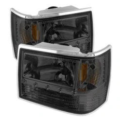 93-98 Jeep Grand Cherokee 1-Piece Crystal Headlights - Smoked