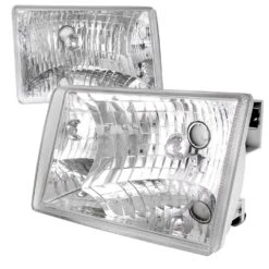 93-98 Jeep Grand Cherokee Chrome/Clear Diamond Headlights Left+Right Set