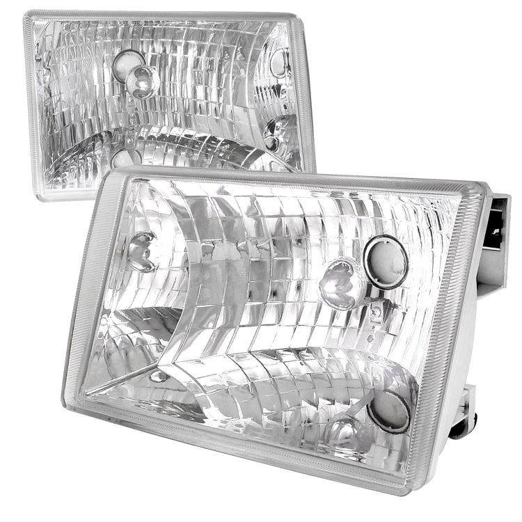 93-98 Jeep Grand Cherokee Chrome/Clear Diamond Headlights Left+Right Set 1 93-98 Jeep Grand Cherokee Chrome/Clear Diamond Headlights Left+Right Set