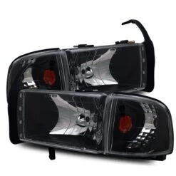 94-01 Dodge Ram Pickup Euro Crystal Headlights With Corner Lens - Black