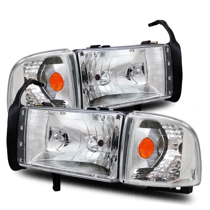 94-01 Dodge Ram Pickup Euro Crystal Headlights With Corner Lens - Chrome 1 94-01 Dodge Ram Pickup Euro Crystal Headlights With Corner Lens - Chrome