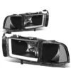 94-01 Dodge RAM Truck 1500 2500 3500 Black Housing Clear Corner LED DRL Headlights / Lamps
