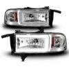 94-02 Dodge Ram LED C Light Bar Reflector Headlights - Chrome