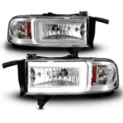 94-02 Dodge Ram LED C Light Bar Reflector Headlights - Chrome