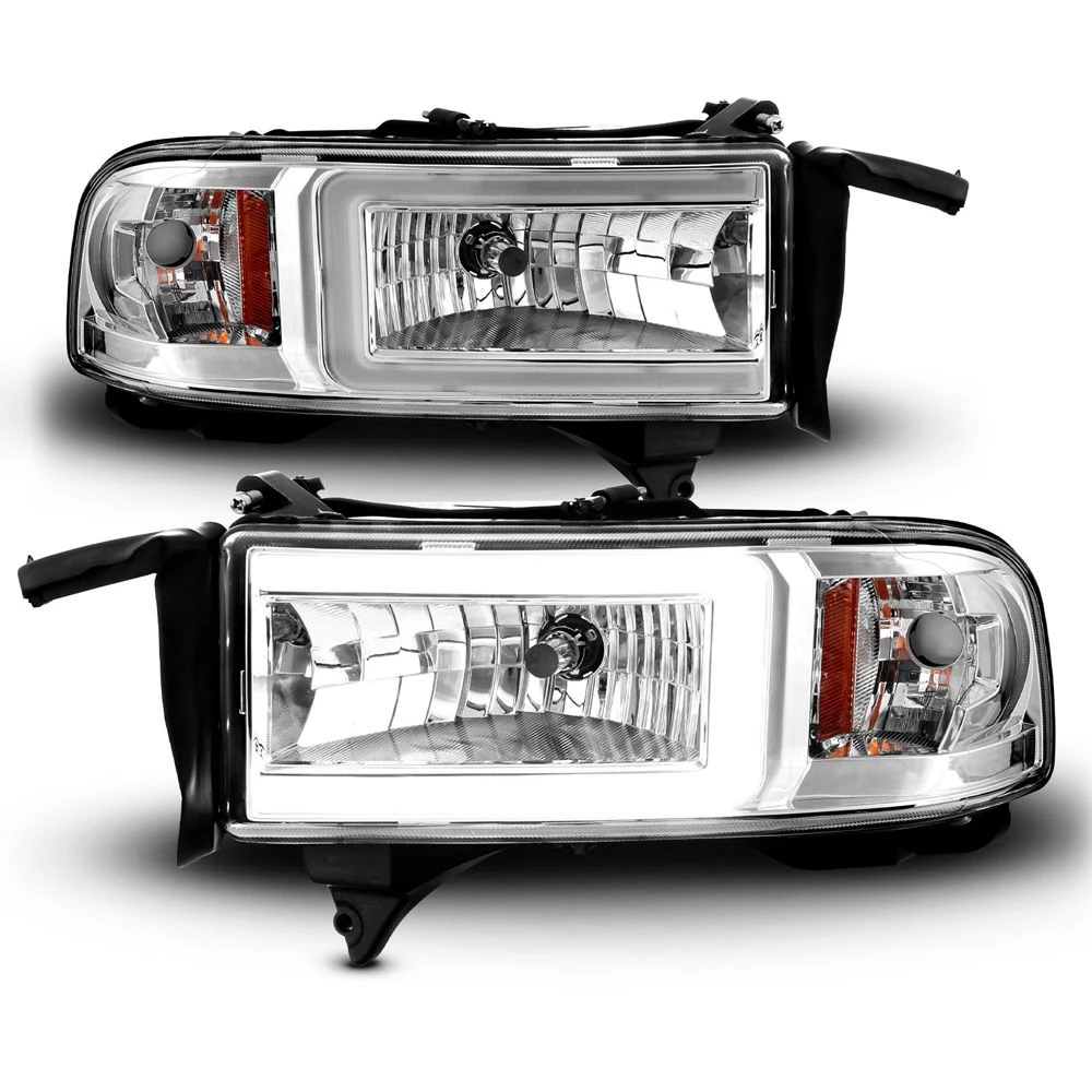 94-02 Dodge Ram LED C Light Bar Reflector Headlights - Chrome 1 94-02 Dodge Ram LED C Light Bar Reflector Headlights - Chrome