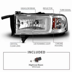 94-02 Dodge Ram LED C Light Bar Reflector Headlights - Chrome 11 94-02 Dodge Ram LED C Light Bar Reflector Headlights - Chrome -High-Efficiency Car Light Store 94 02 dodge ram led c light bar reflector headlights chrome 86