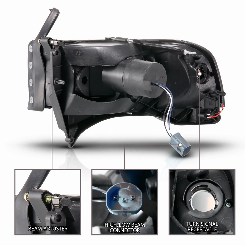 94-02 Dodge Ram LED C Light Bar Reflector Headlights - Chrome 4 94-02 Dodge Ram LED C Light Bar Reflector Headlights - Chrome - Image 4