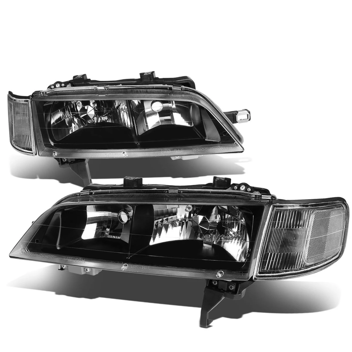 94-97 Honda Accord Black Housing Clear Corner Headlights 1 94-97 Honda Accord Black Housing Clear Corner Headlights