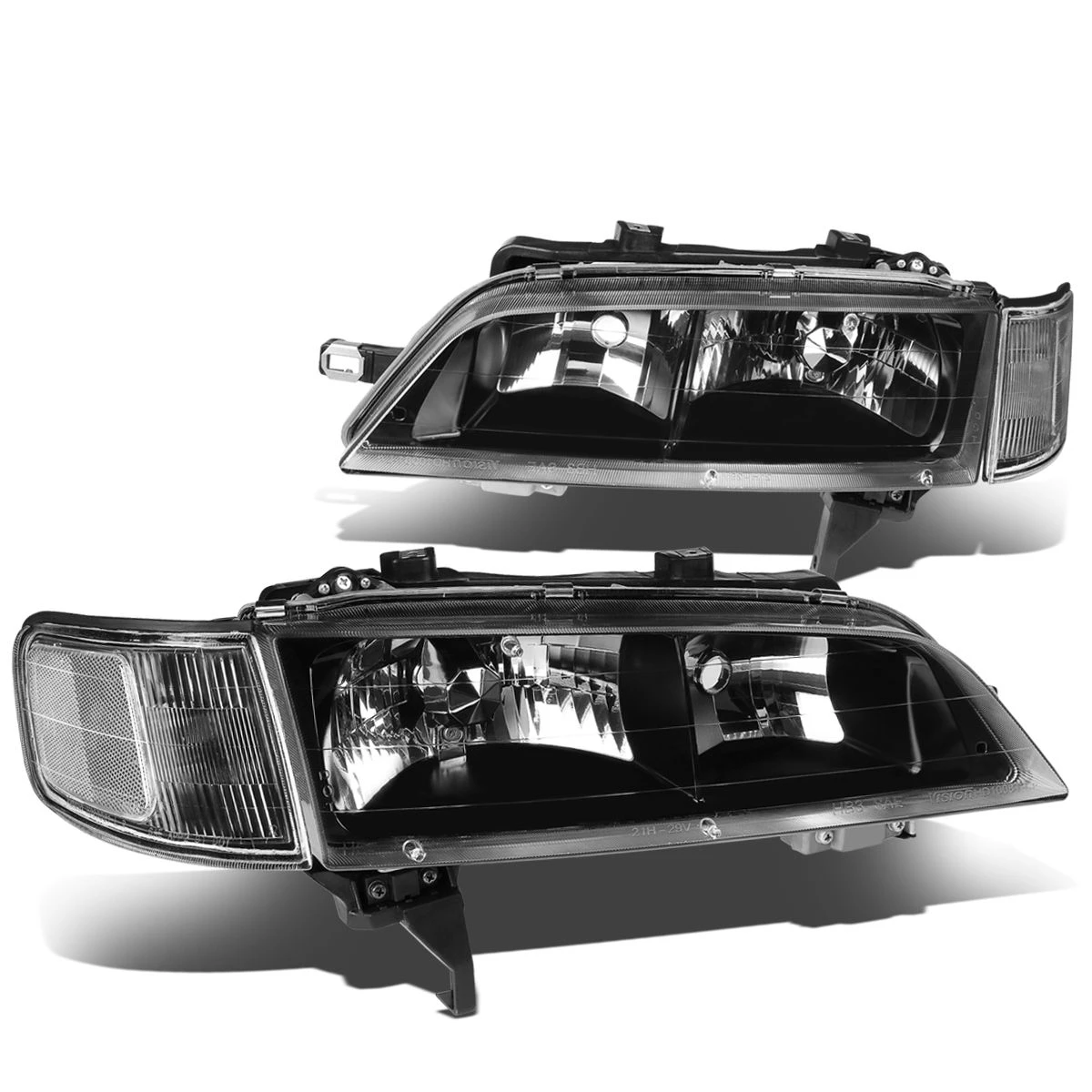 94-97 Honda Accord Black Housing Clear Corner Headlights 2 94-97 Honda Accord Black Housing Clear Corner Headlights - Image 2
