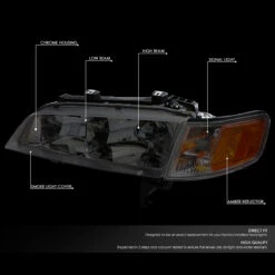94-97 Honda Accord Factory Style Replacement Headlights - Smoked / Amber -High-Efficiency Car Light Store 94 97 honda accord factory style replacement headlights smoked amber 69