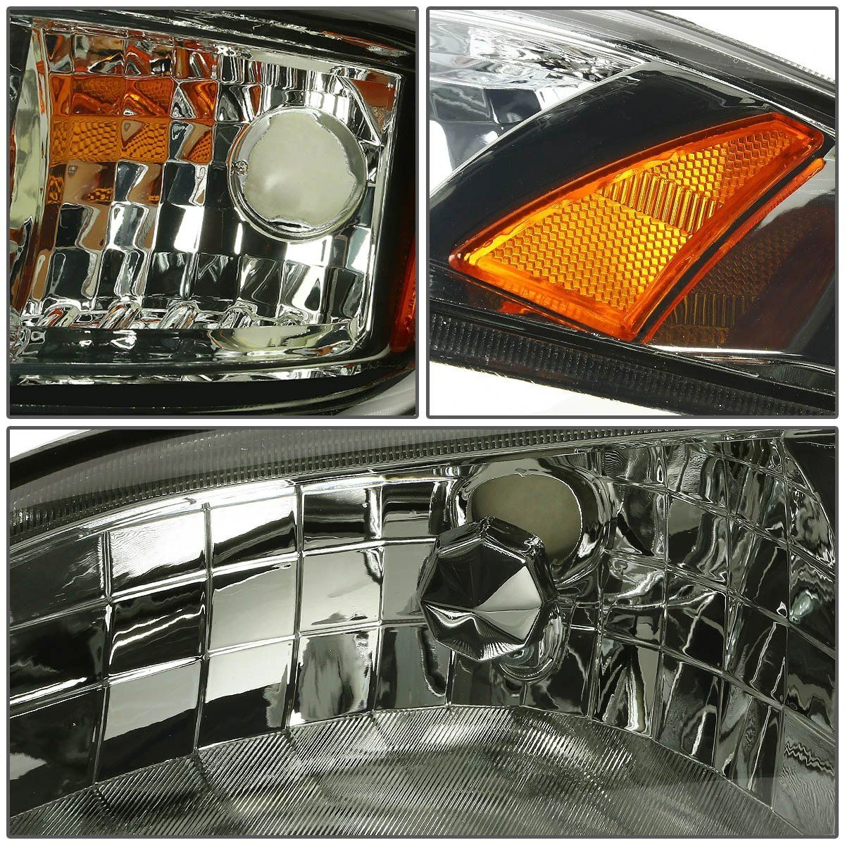 94-98 Ford Mustang 1-Piece Crystal Headlights - Smoked 2 94-98 Ford Mustang 1-Piece Crystal Headlights - Smoked - Image 2