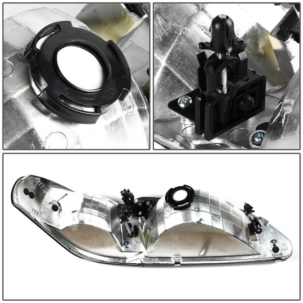 94-98 Ford Mustang 1-Piece Crystal Headlights - Smoked 3 94-98 Ford Mustang 1-Piece Crystal Headlights - Smoked - Image 3