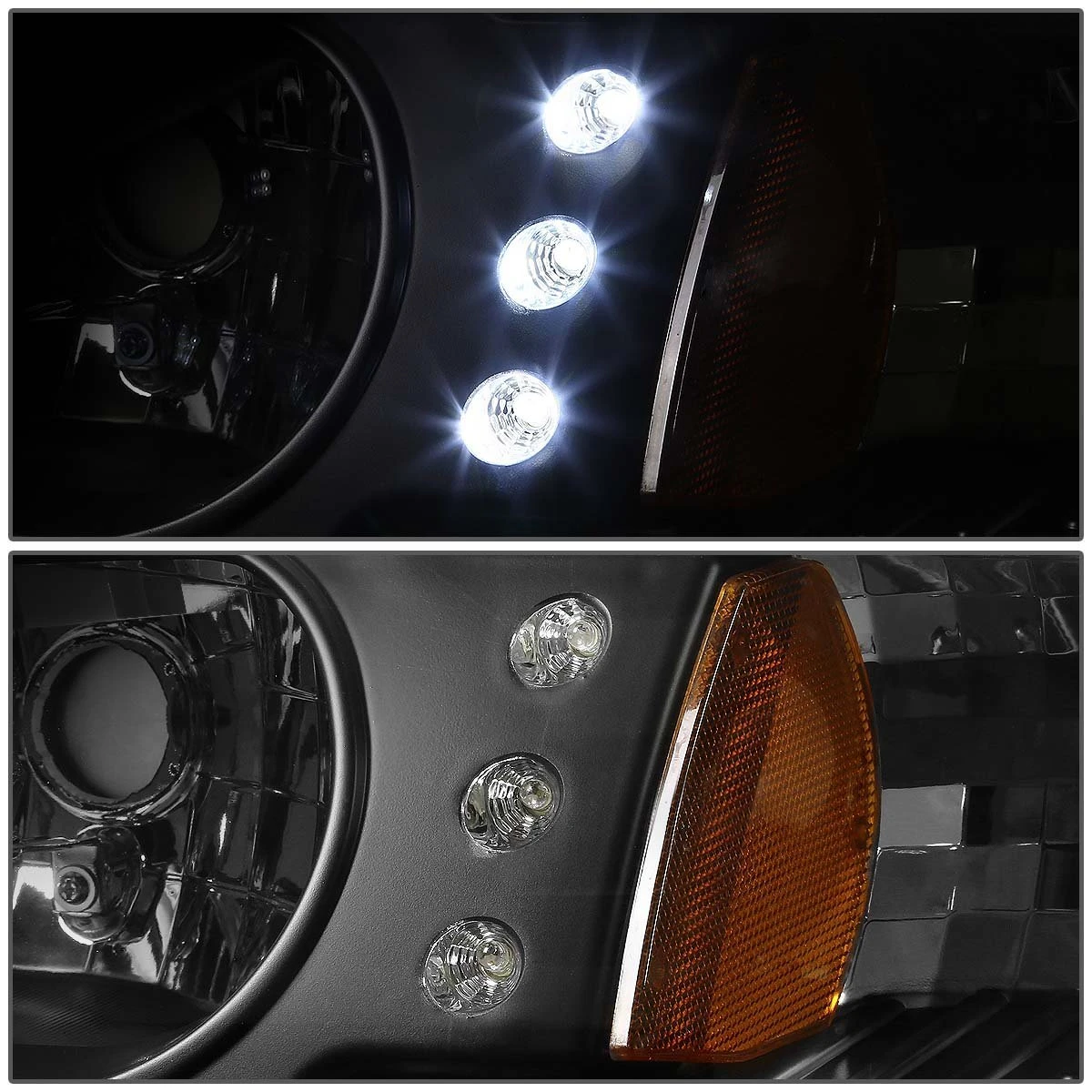 94-98 Ford Mustang 1Pc LED Headlight Assembly + Corner - Black 3 94-98 Ford Mustang 1Pc LED Headlight Assembly + Corner - Black - Image 3