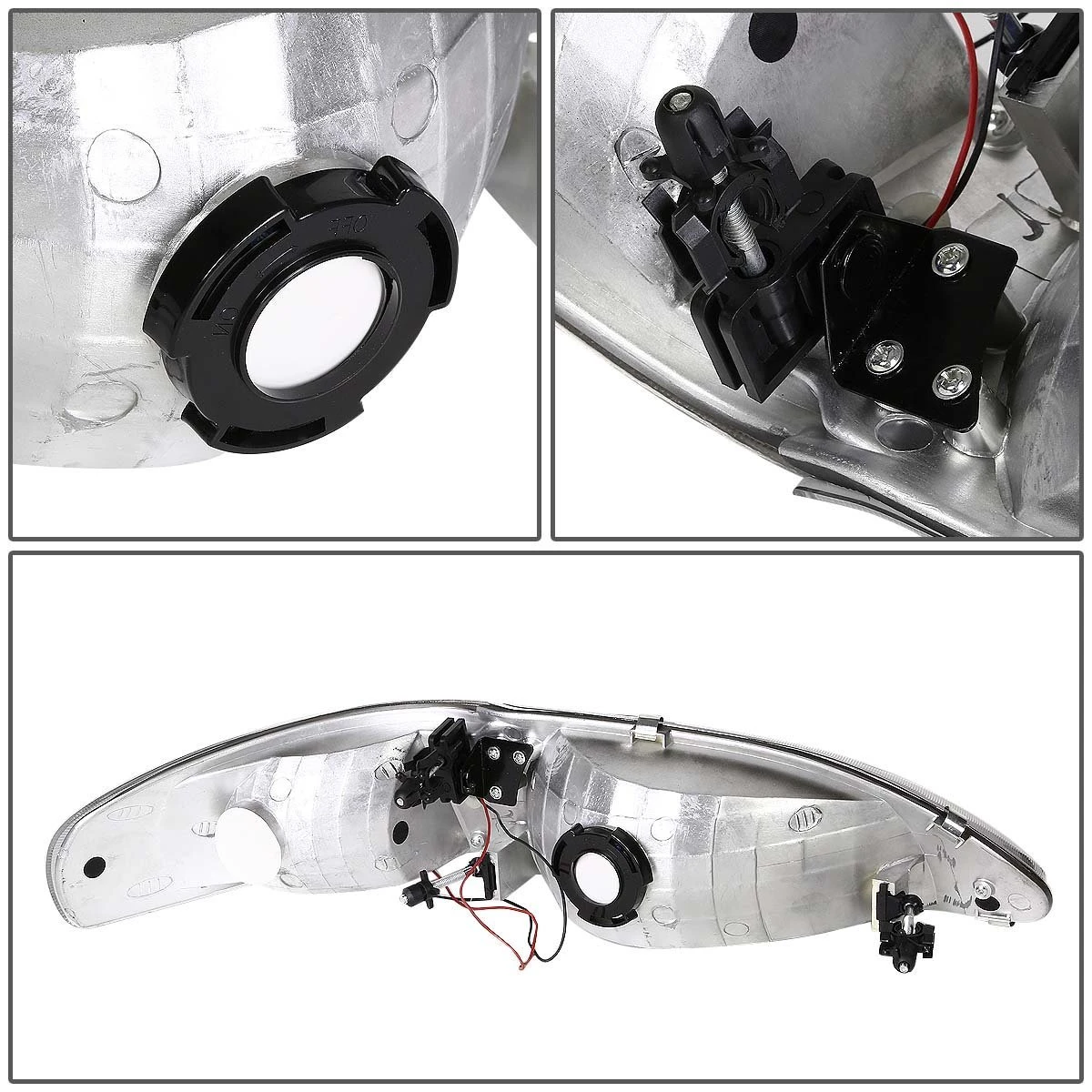 94-98 Ford Mustang 1Pc LED Headlight Assembly + Corner - Black 4 94-98 Ford Mustang 1Pc LED Headlight Assembly + Corner - Black - Image 4