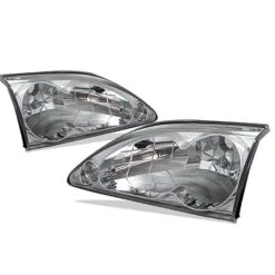 94-98 Ford Mustang Crystal Replacement Headlights - Chrome