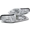 94-98 Ford Mustang Euro Style Crystal Headlights + Corner Lens - Chrome