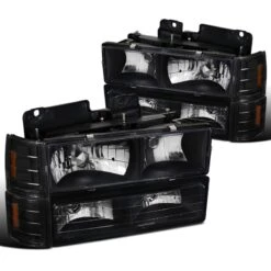 94-98 GMC C10 Yukon Sierra Suburban 8-Piece Headlights - Black
