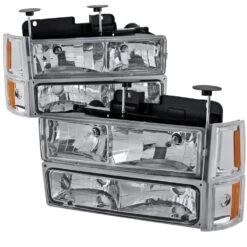 94-98 GMC C10 Yukon Sierra Suburban 8-Piece Headlights - Chrome