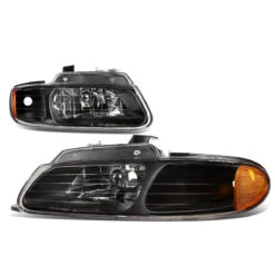 96-00 Dodge Caravan / Chrysler Town & Country Headlight Assembly (Driver & Passenger Side) - Black -High-Efficiency Car Light Store 96 00 dodge caravan chrysler town country headlight assembly driver passenger side black 81