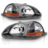 96-98 Honda Civic Factory-Style Headlights - Gun Metal