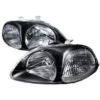 96-98 Honda Civic JDM Style Crystal Headlights - Black