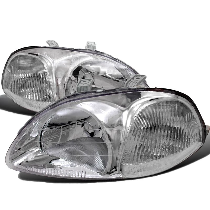 96-98 Honda Civic JDM Style Crystal Headlights - Chrome 1 96-98 Honda Civic JDM Style Crystal Headlights - Chrome