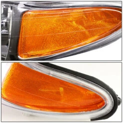 97-02 Ford Escort 4-Door Headlight Assembly (Driver & Passenger Side) - Chrome Amber -High-Efficiency Car Light Store 97 02 ford escort 4 door headlight assembly driver passenger side chrome amber 100