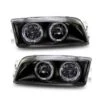 97-02 Mitsubishi Mirage 4dr Halo Crystal Headlights - Black