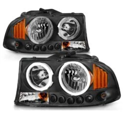 97-03 Dodge Dakota / Durango Angel Eye Halo Crystal Headlights - Black