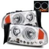 97-03 Dodge Dakota / Durango Angel Eye Halo Crystal Headlights - Chrome