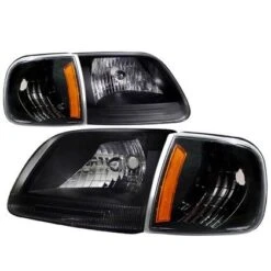 97-03 Ford F150 / Expedition Euro Style Crystal Headlights - Black