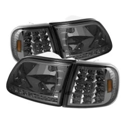 97-03 Ford F150 / Expedition Euro Style LED Crystal Headlights + LED Corner - Smoked