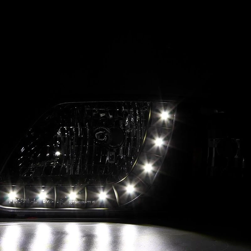97-03 Ford F150 / Expedition Euro Style LED DRL Crystal Headlights - Black 2 97-03 Ford F150 / Expedition Euro Style LED DRL Crystal Headlights - Black - Image 2