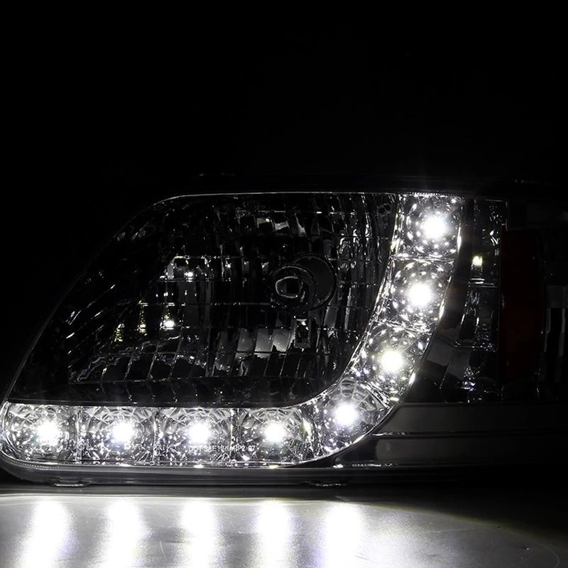 97-03 Ford F150 / Expedition Euro Style LED DRL Crystal Headlights - Chrome 2 97-03 Ford F150 / Expedition Euro Style LED DRL Crystal Headlights - Chrome - Image 2