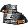 97-04 Dodge Dakota 1-Piece Replace Crystal Headlights - Black