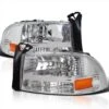 1997-2004 Dodge Dakota/Durango 1PC Reflector Headlight - Chrome Housing