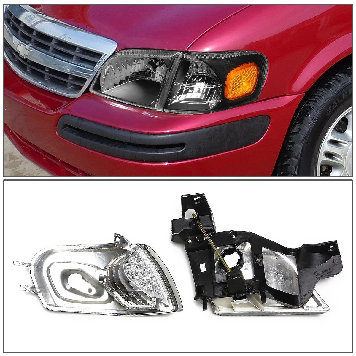 97-05 Chevy Venture / Pontiac Montana Replacement Crystal Headlights - Black 3 97-05 Chevy Venture / Pontiac Montana Replacement Crystal Headlights - Black - Image 3