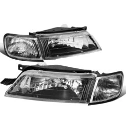 97-99 Nissan Maxima Factory Style Replacement Headlights - Black / Clear -High-Efficiency Car Light Store 97 99 nissan maxima factory style replacement headlights black clear 80