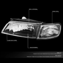 97-99 Nissan Maxima Factory Style Replacement Headlights - Black / Clear -High-Efficiency Car Light Store 97 99 nissan maxima factory style replacement headlights black clear 83