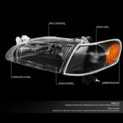 98-00 Toyota Corolla Factory Style Replacement Headlights - Black / Amber 12 98-00 Toyota Corolla Factory Style Replacement Headlights - Black / Amber -High-Efficiency Car Light Store 98 00 toyota corolla factory style replacement headlights black amber 82